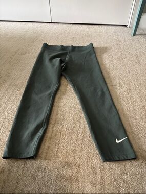 Nike Dark Green Leggings with White Swoosh